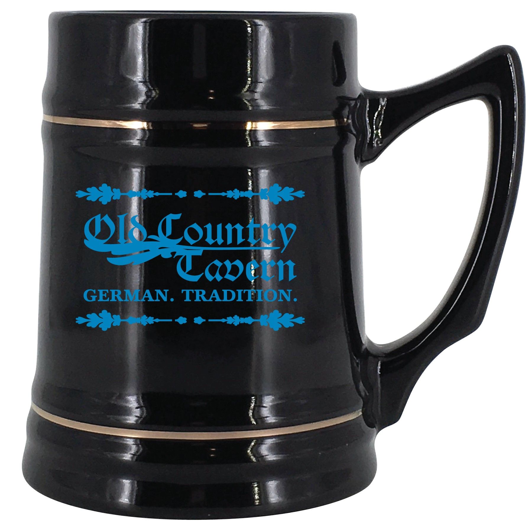 The Ceramic Stein Mug 24oz Black With Gold Bands